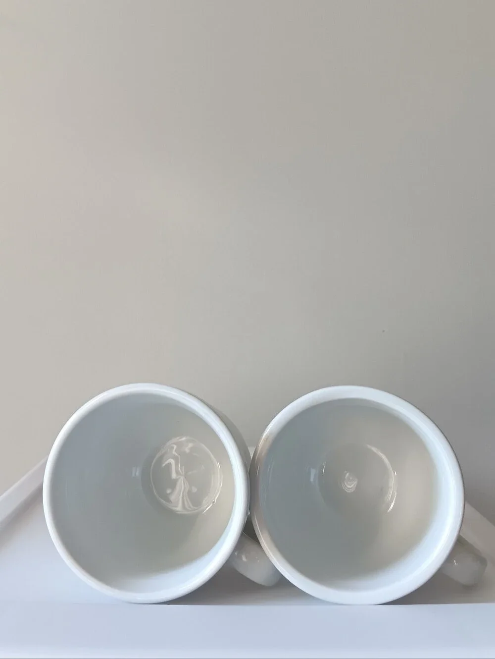 Pottery Barn Ceramic Classic Coffee Mugs White Set of 2 Handled Thick Rim Bistro